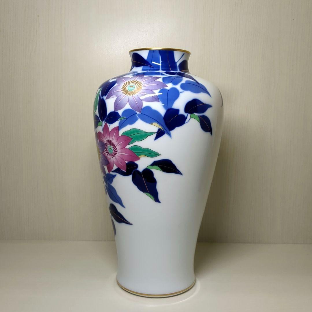 香蘭社　花草　鉄仙花　花瓶　飾り壺　１個　高さ約31センチ