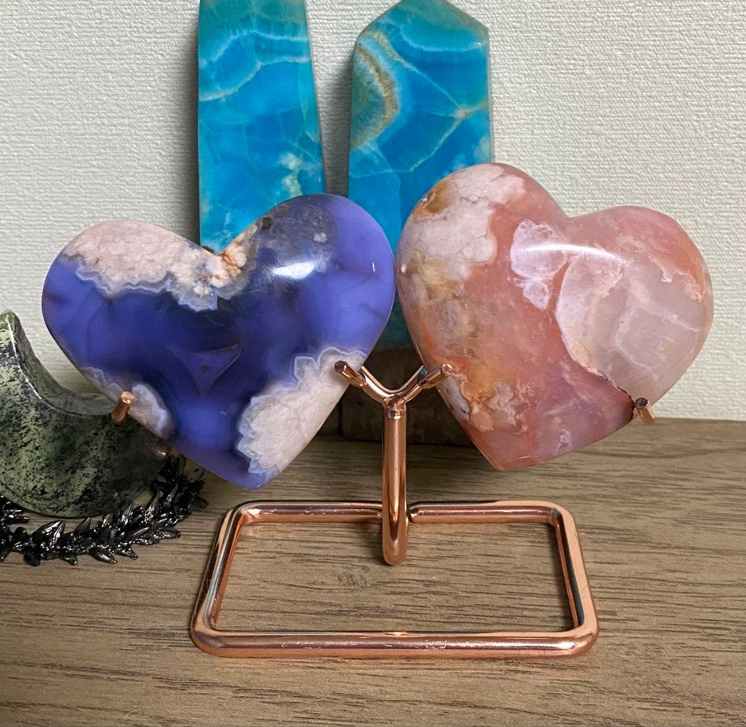 ⭐so ⭐ブルー フラワー アゲート★桜瑪瑙★ぷっくり ハート★大き他