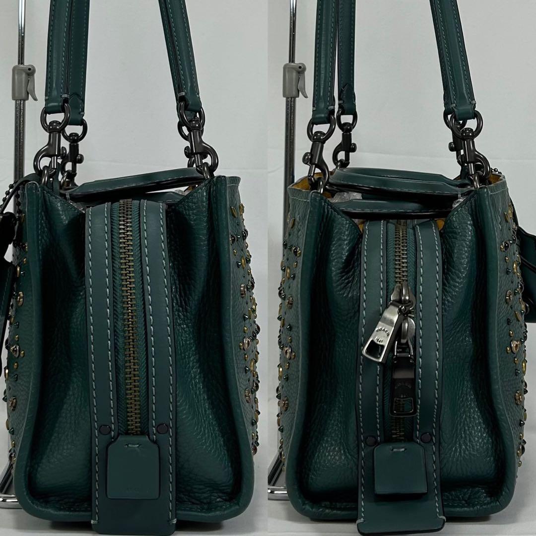 【極美品】コーチ ローグ25 3way ハンドバッグ レザー スタッズ 肩掛け