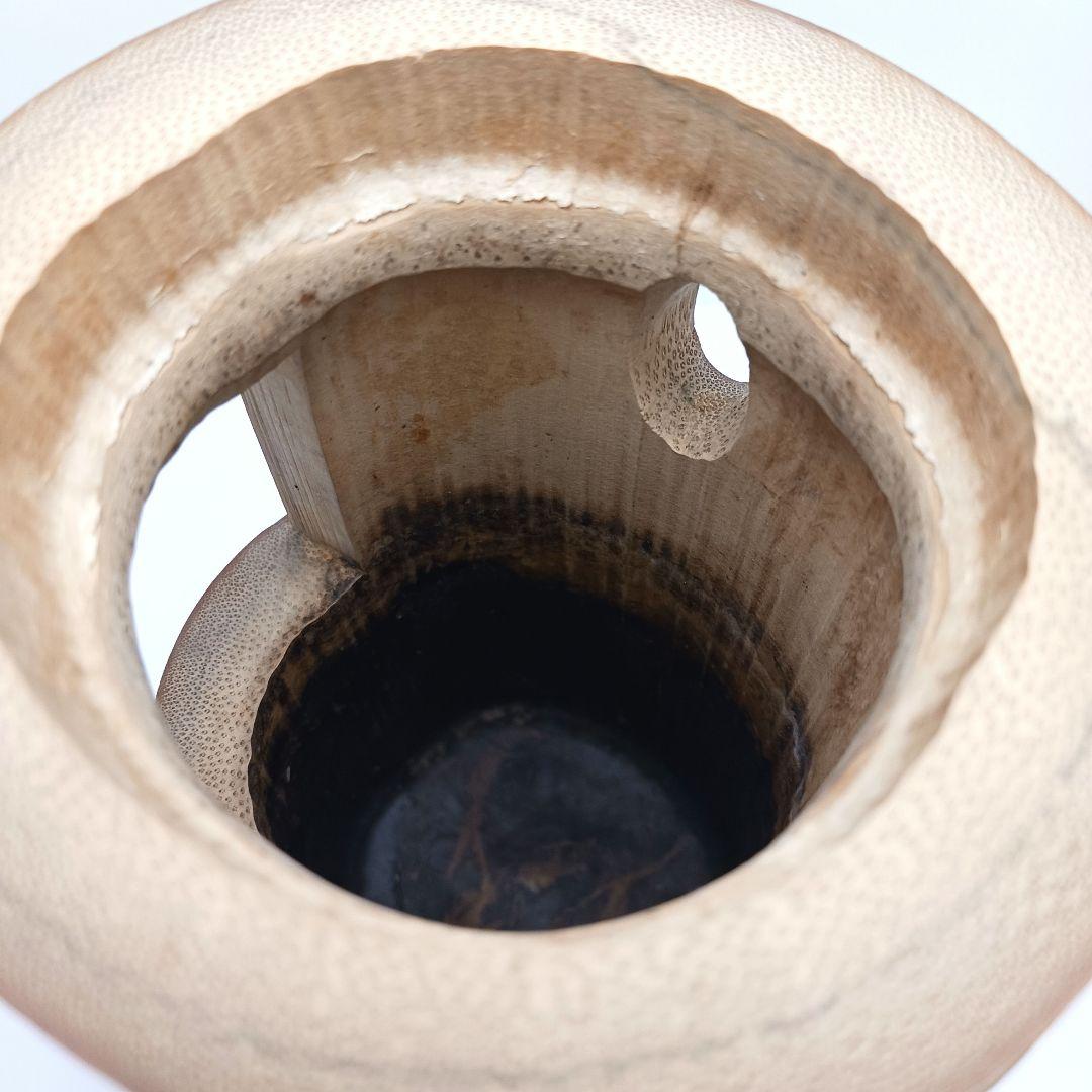 Y3380-1 茶道具 竹一重切花入 竹製 花入 銘「洗心」 書付 共箱　XX