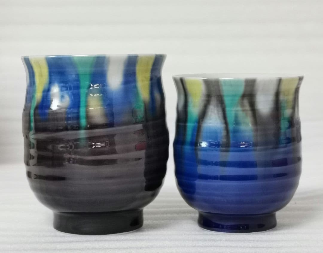 九谷焼 博峰窯 柴田博 睦揃 釉彩 飯碗 お茶碗 湯呑 湯呑み