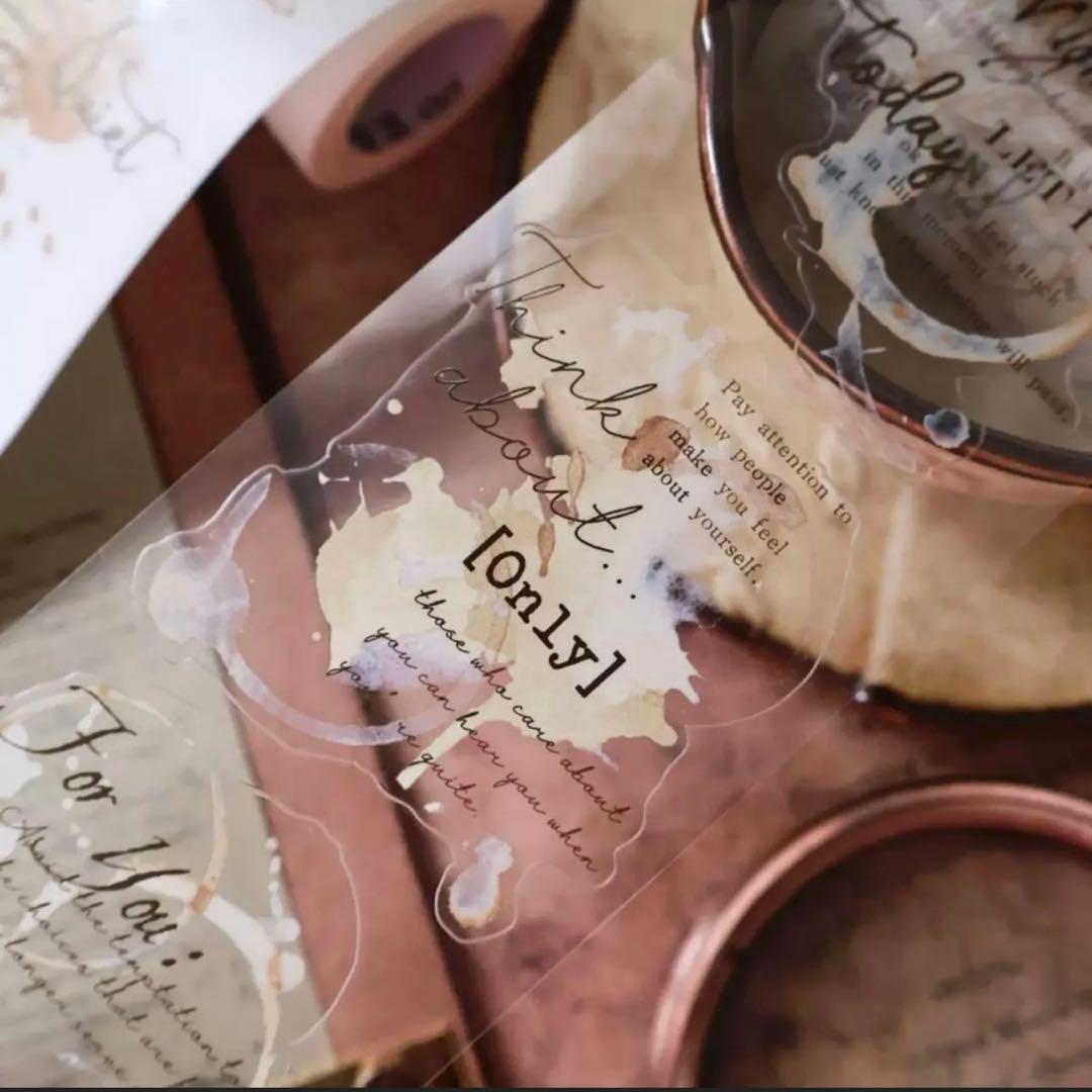 PET 6cm×6m 咖啡渍 ダイカット加工 海外マスキングテープ　英字