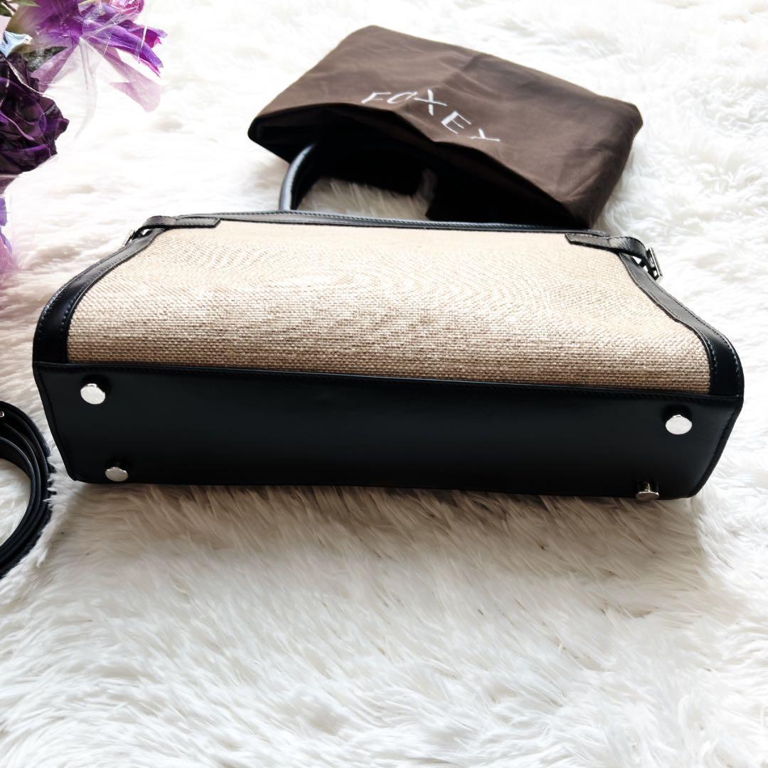 極美品　foxyフォクシー　キャンバス　レザー　本革　ショルダー　バッグ
