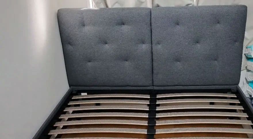 エマ　グレー クイーン　ベッド　フレーム ポケット付き　エマスリープ　emma