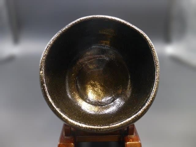 楽吉左衛門　十四代　覚入　黒茶碗／共箱／裏千家十五代　鵬雲斎極め箱／波車絵