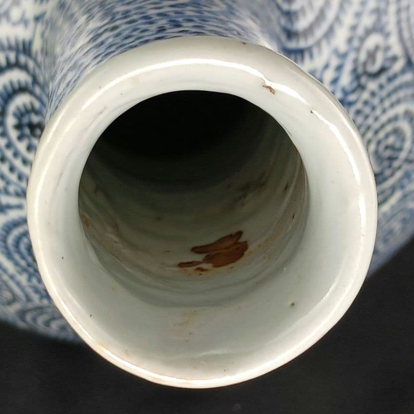 Y2788 古伊万里 染付蛸唐草文瓶 壷 高さ40㎝ 大型