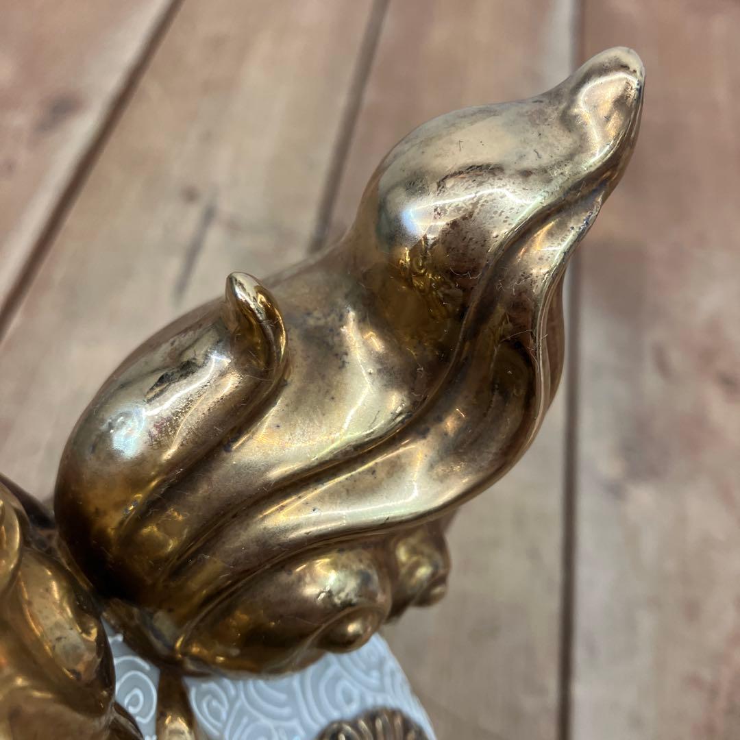 昭和レトロ 九谷焼 陶器製 玉乗り獅子 唐獅子 剣獅子 白獅子 縁起物 置物