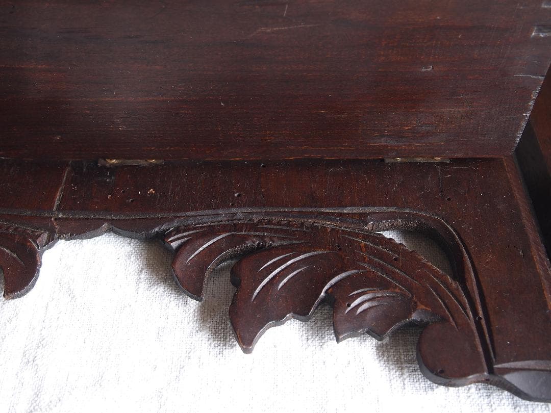 葡萄の葉 木彫刻 折り畳 コンソール 飾り棚 ウォールシェルフ 装飾/K353