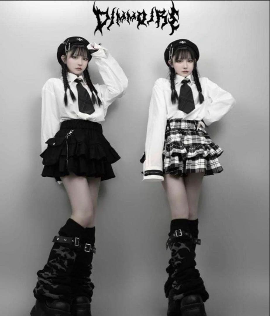 DimMoire ホワイト 長袖 ネクタイ付きシャツ