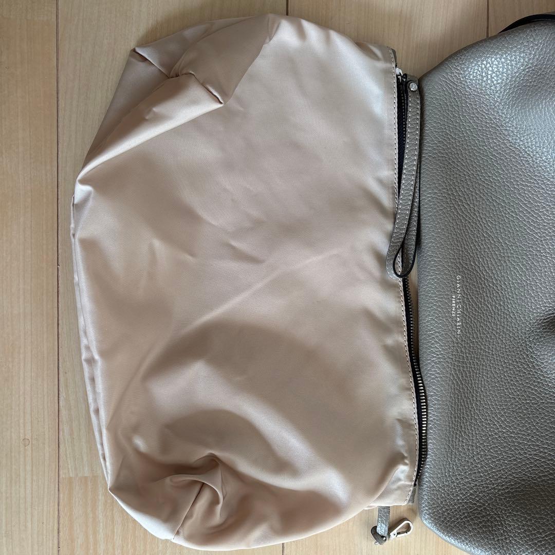 使用感なしGIANNI CHIARINI グレーベージュレザーバッグ