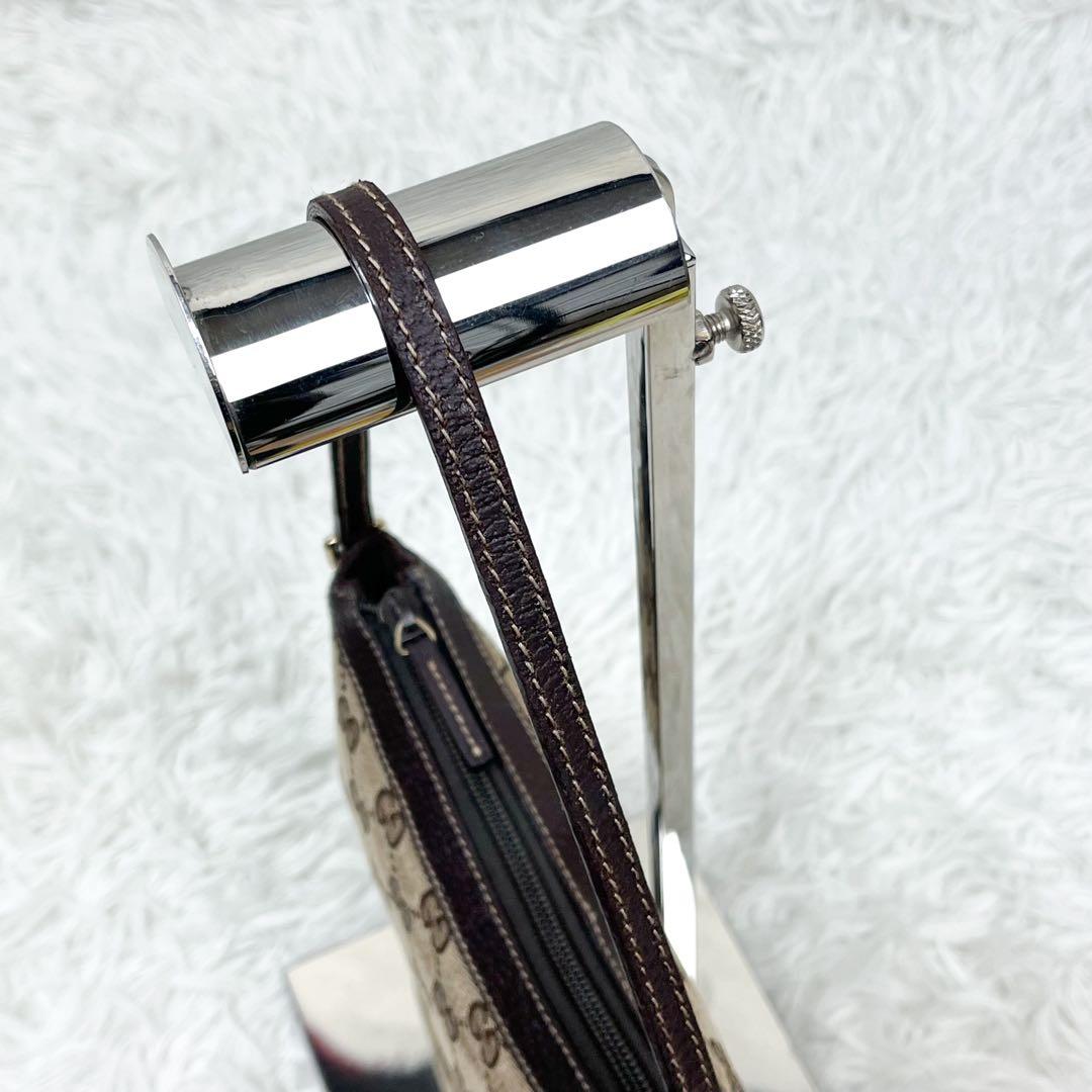 希少 グッチ アクセサリーポーチ ブーツチャーム GGキャンバス レザー