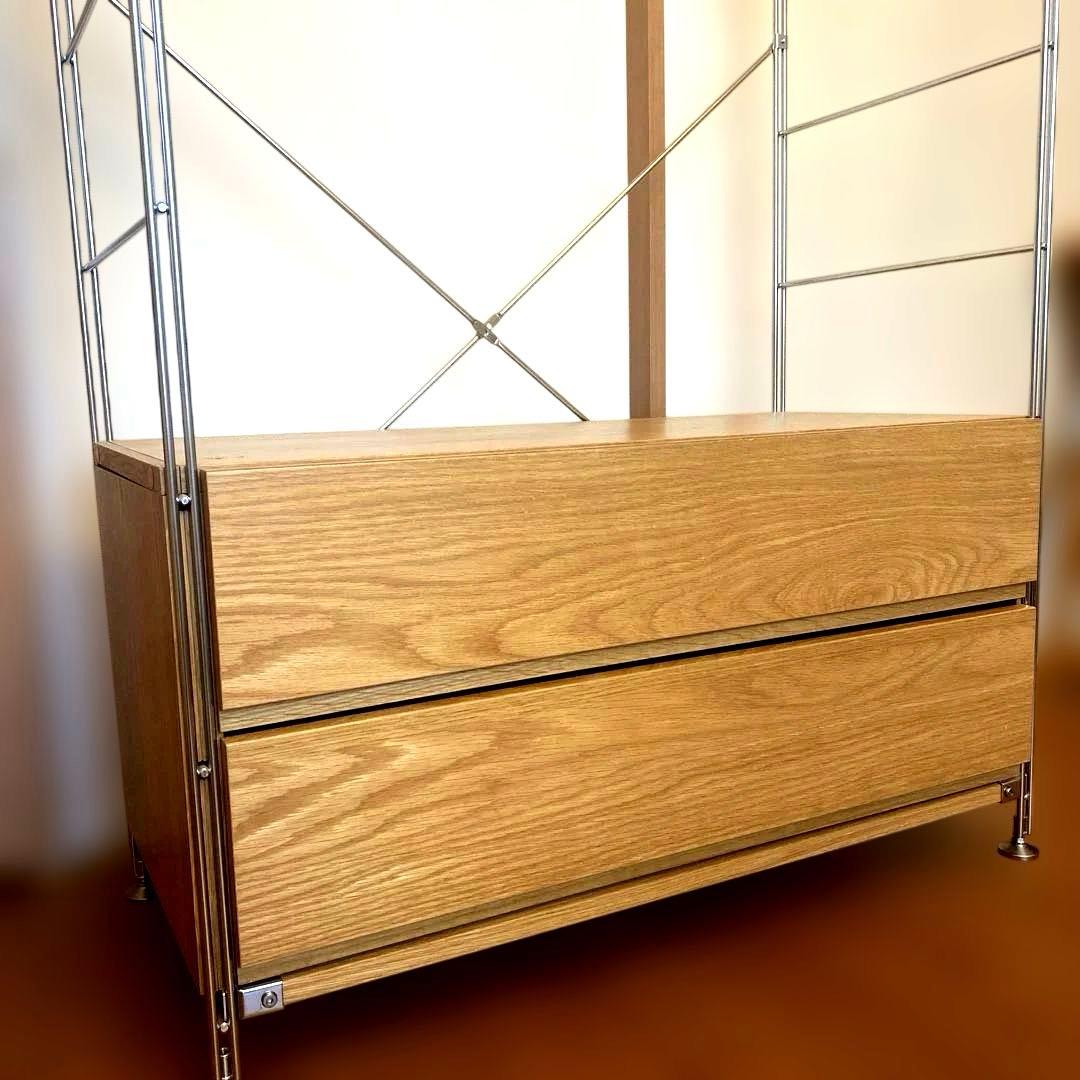 無印良品 組み立て済み　ステンレスユニットシェルフ オーク材 ワードローブセット