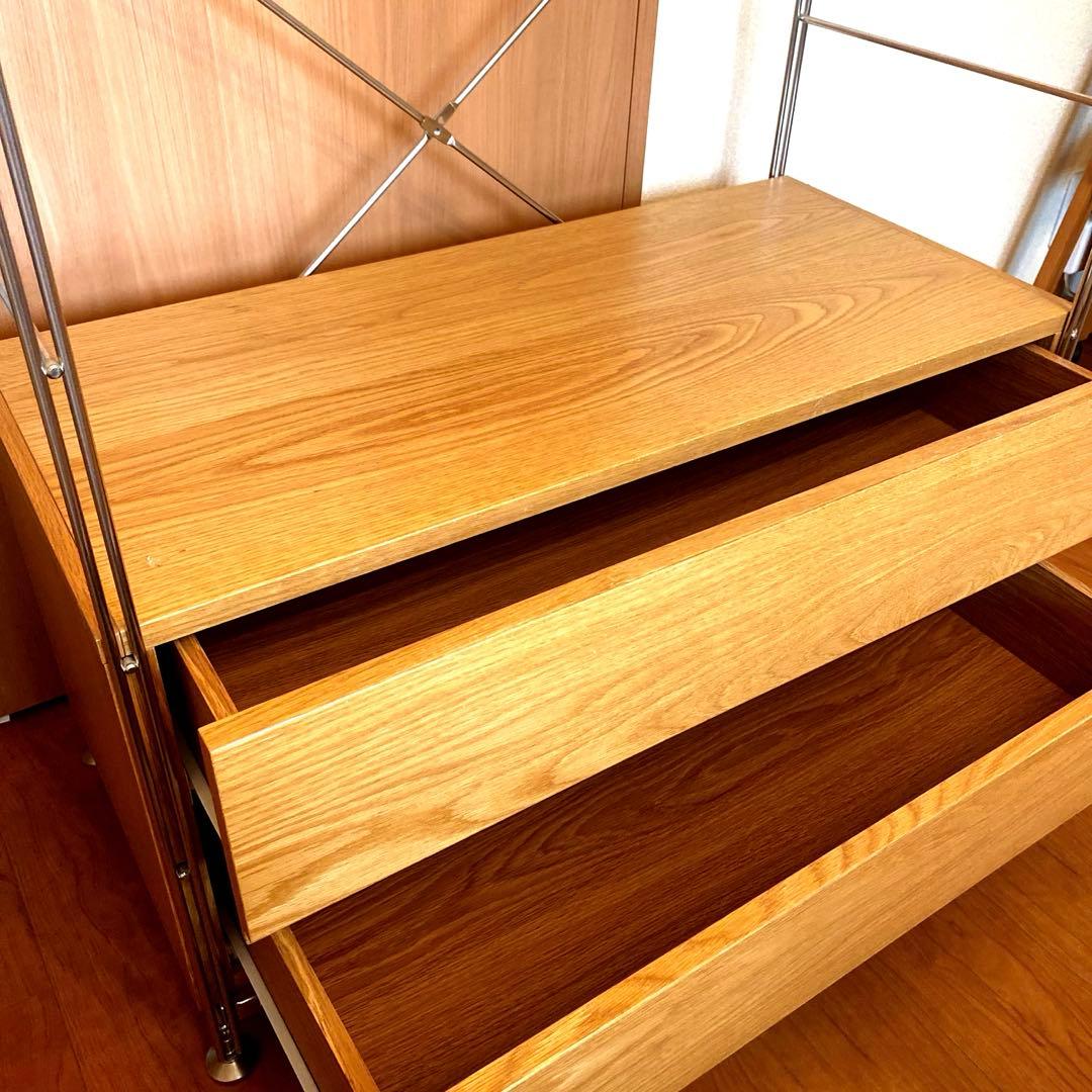 無印良品 組み立て済み　ステンレスユニットシェルフ オーク材 ワードローブセット