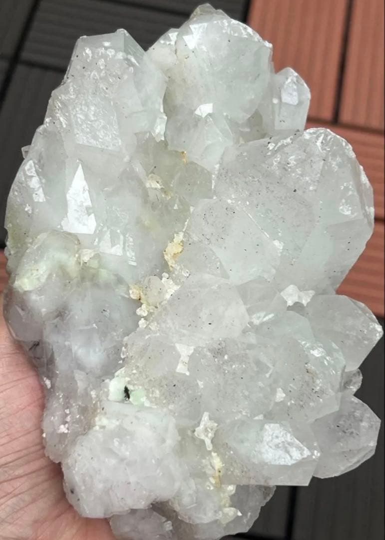 レア★天然水晶クラスター　葡萄石共生　インド産　ドライゴニーク　パワーストーン