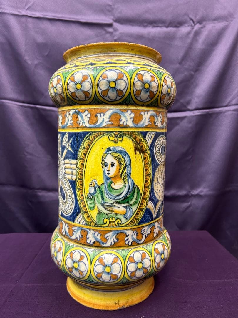 マジョルカ焼　イタリアで購入したアンティークの花瓶