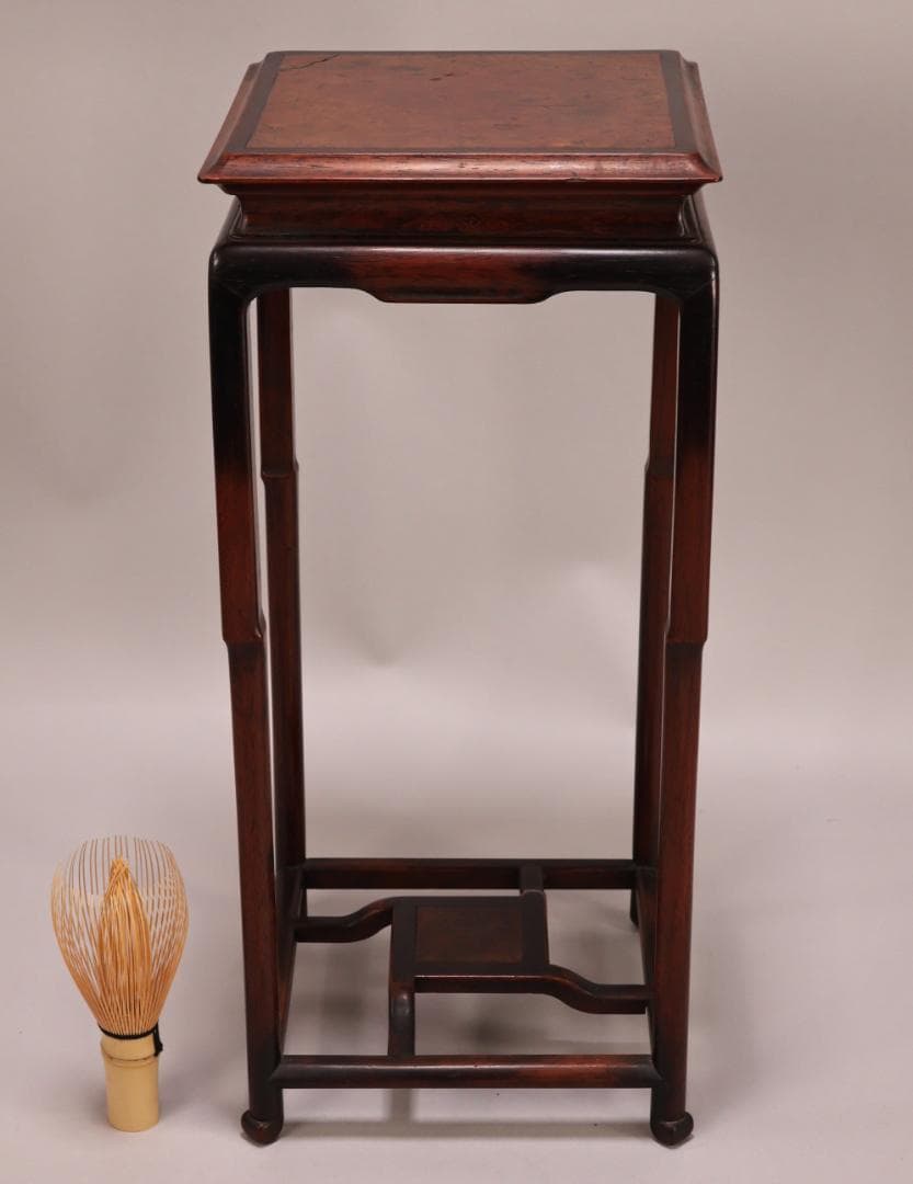 BK432　時代唐木　玉杢　高卓　花台　香炉台　飾台　盆栽台　高さ約40㎝