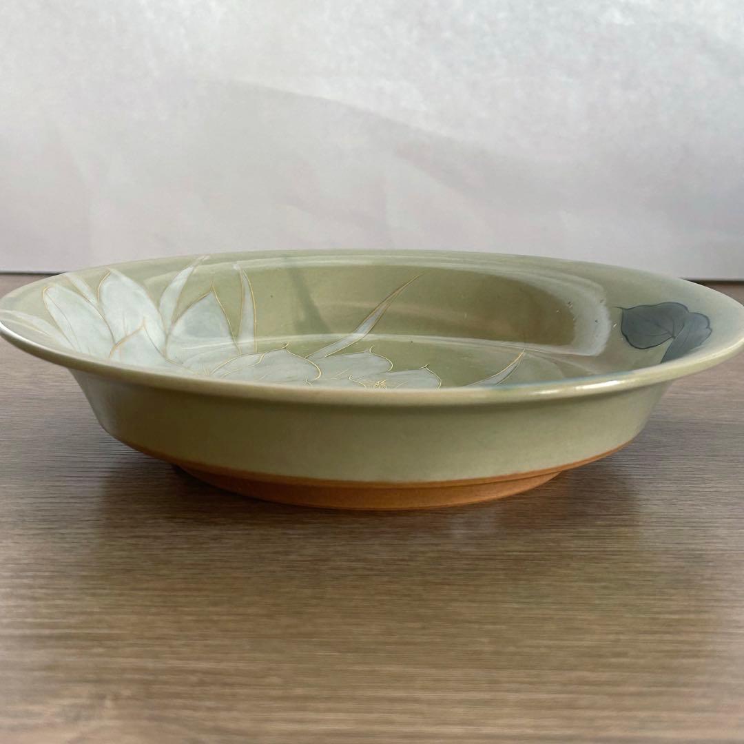 【未使用】清水焼　京焼　陶葊　陶あん　深皿　月下美人