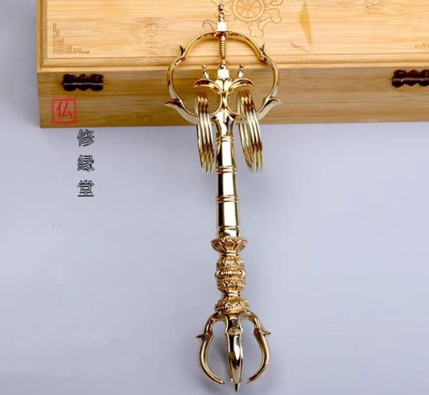 【修縁堂】密教法具 真言宗 法器 錫杖 五鈷杵 密教法具古美術品