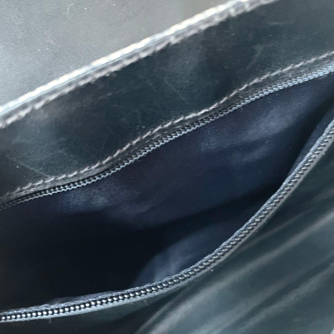 美品⭐︎OLD GUCCI ggシマ ネイビー レザー ロゴ金具 ショルダーバッグ