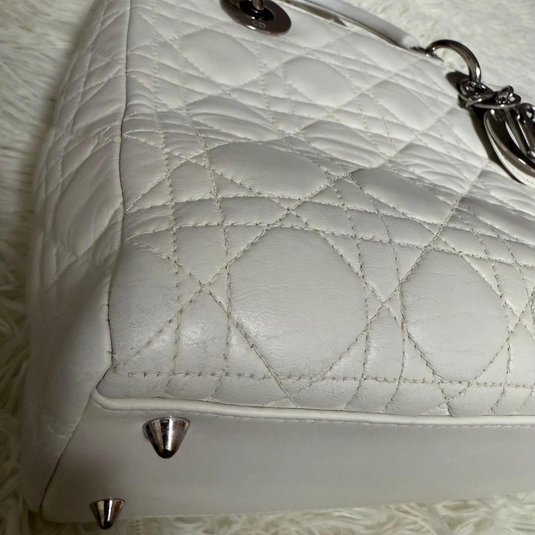 Dior レディディオール カナージュ ハンドバッグ ホワイト 白