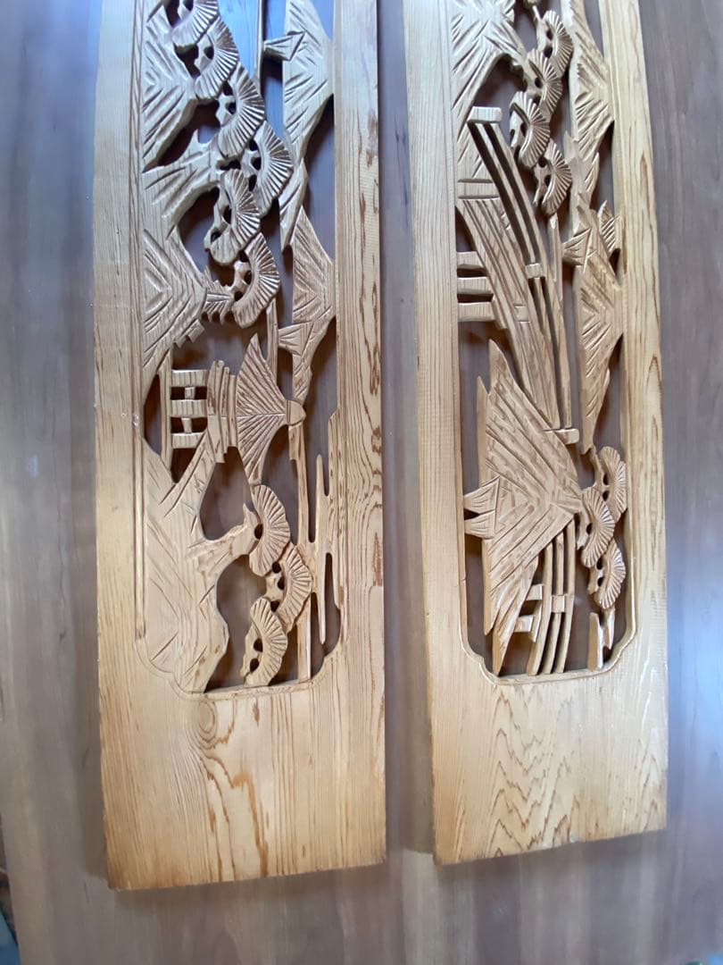 彫刻欄間2枚1組⓴