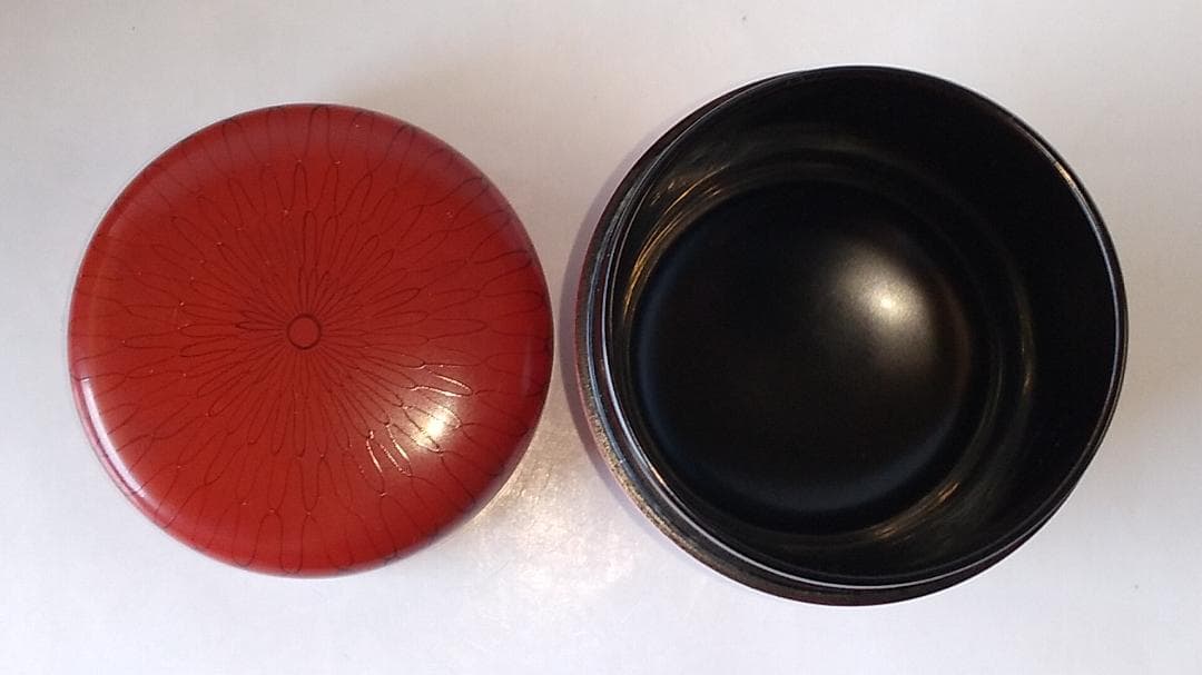 山中塗 蒔絵師 高橋峯房 作 黒網目 中棗 漆器 茶器 茶道具 棗 共箱 美品