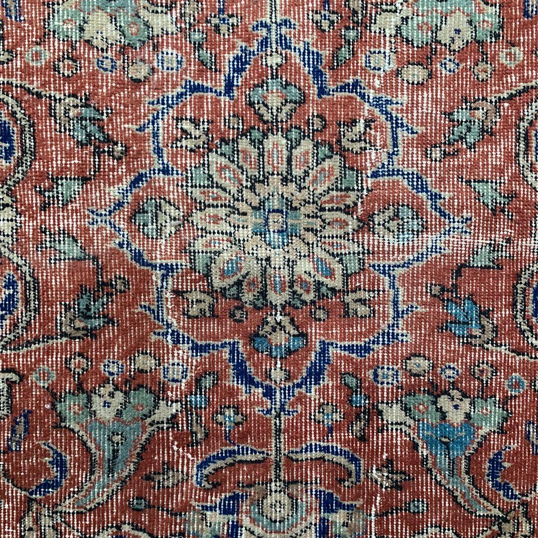 超大判　トルコヴィンテージラグ　234× 132 テラコッタオレンジ　ボタニカル