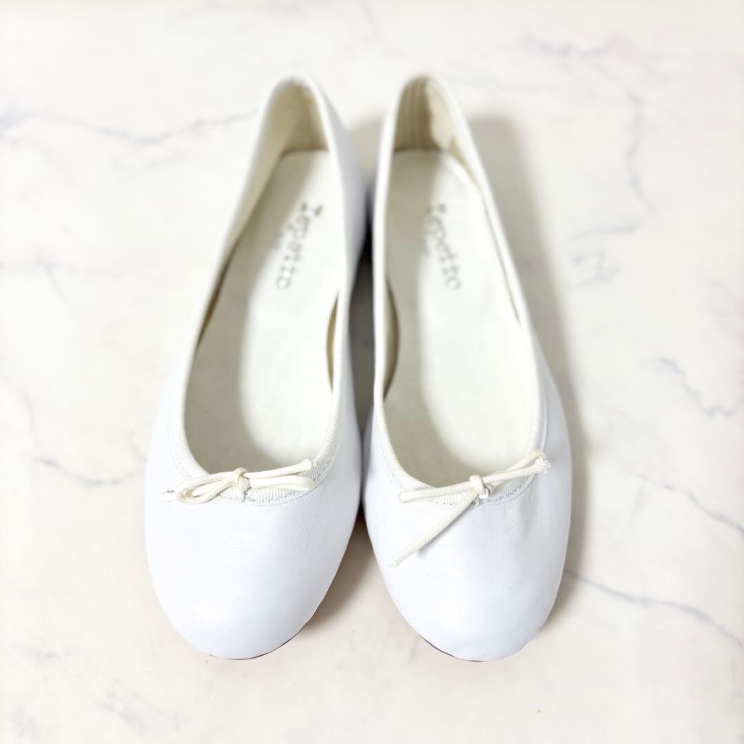 美品 レペット 37 サンドリオン フラットシューズ レザー ホワイト