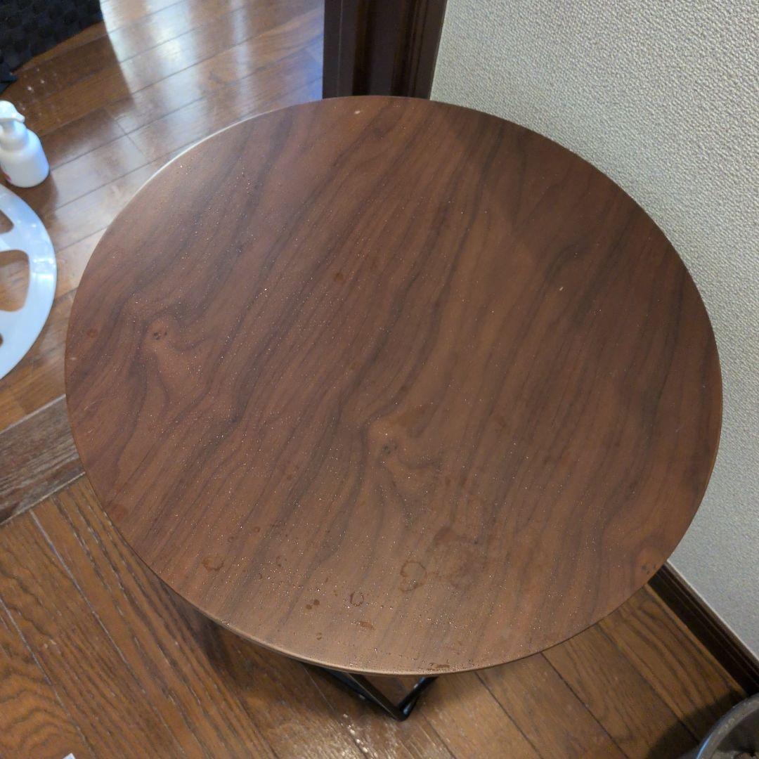 NITORI ダークブラウン 円形木製テーブル