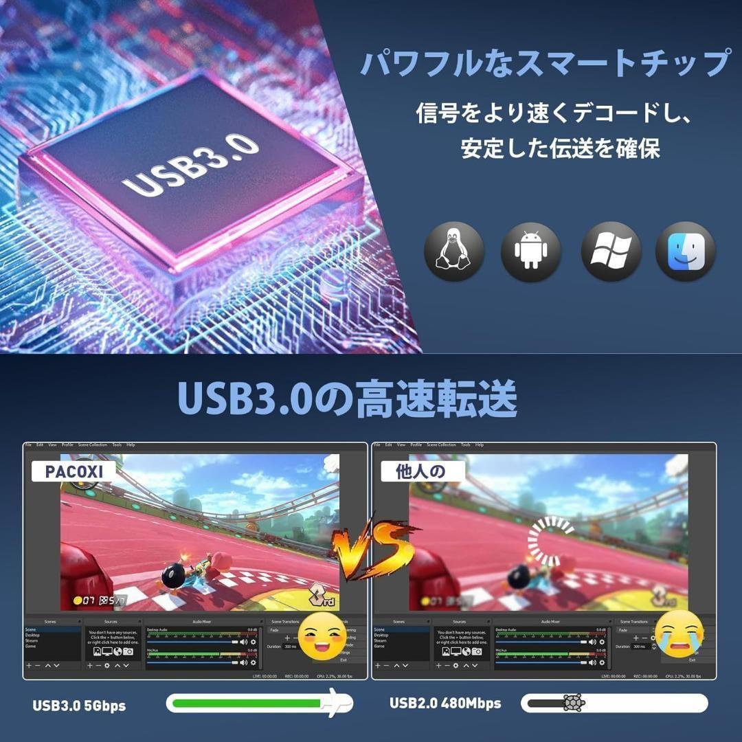 K047 キャプチャーボード switch対応 4K パススルー 1080P