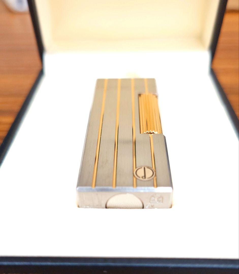 ダンヒル ローラー ガスライター シルバー ゴールド ストライプ　希少美品