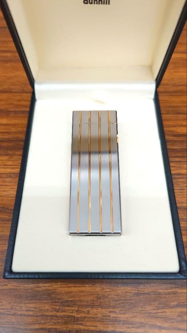 ダンヒル ローラー ガスライター シルバー ゴールド ストライプ　希少美品