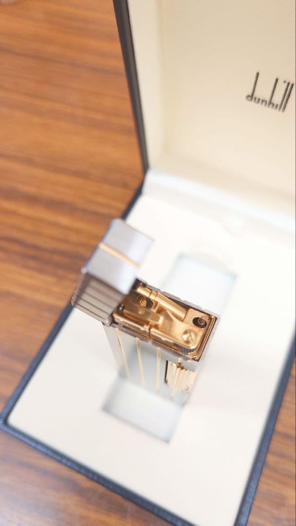 ダンヒル ローラー ガスライター シルバー ゴールド ストライプ　希少美品