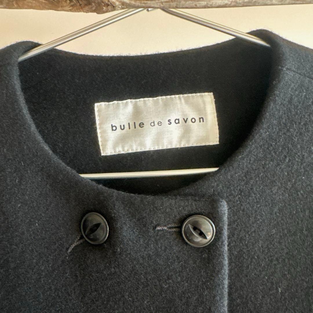 【美品】ビュルデサボン　ウール100%ハーフコート　ブラック