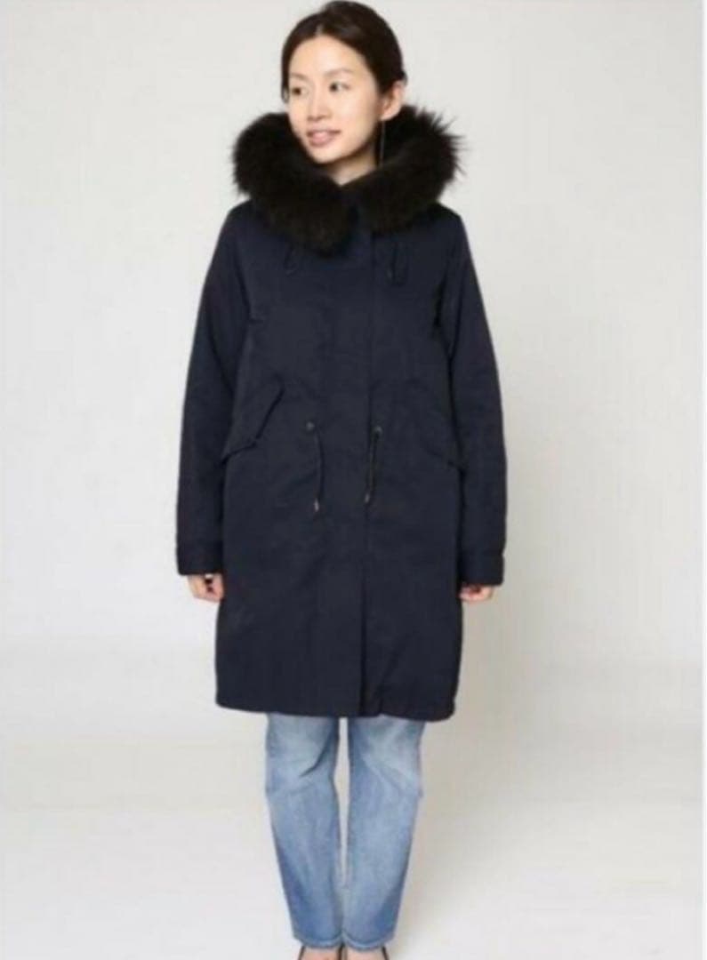 美品　IENA イエナ モッズコート リアルファー ライナー フード　ネイビー