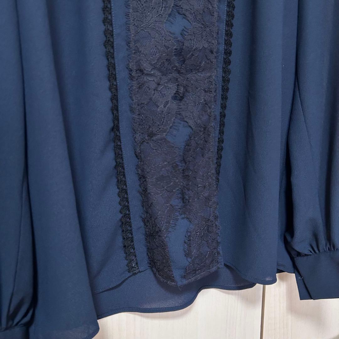 ANAYI アナイ クレープジョーゼットレースブラウス 38 オフィス 上品