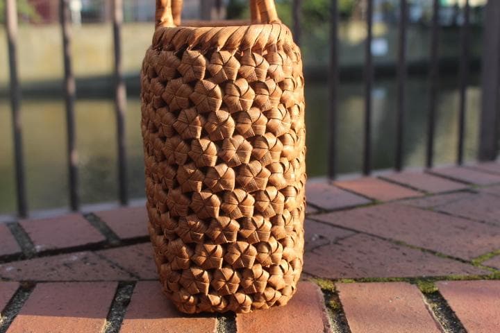 六角花結び編み 山葡萄 かごバッグ 網代編み やまぶどう 山ぶどう カゴバッグ