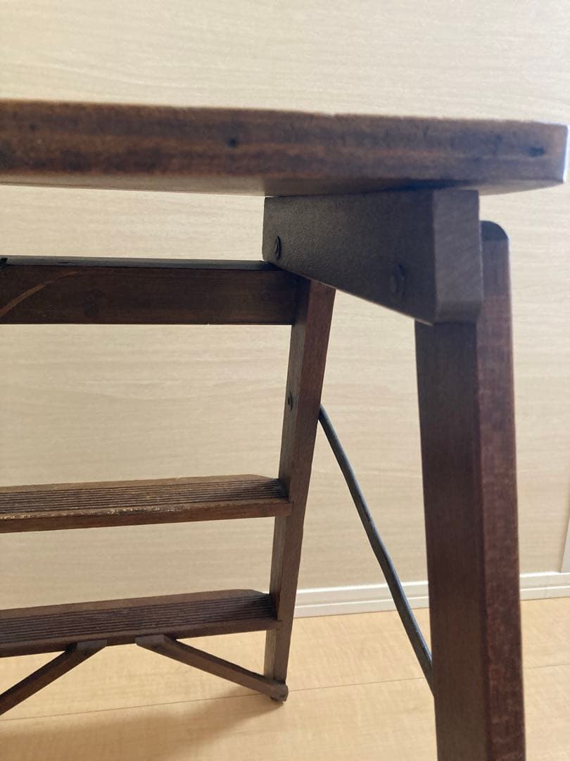 う*ぎ様 【アンティーク】木製折りたたみ式ステップスツール