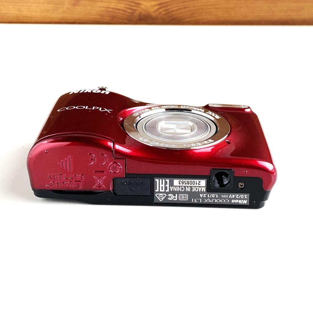 【美品】Nikon COOLPIX L31レッド コンデジ単3形乾電池式 動作品