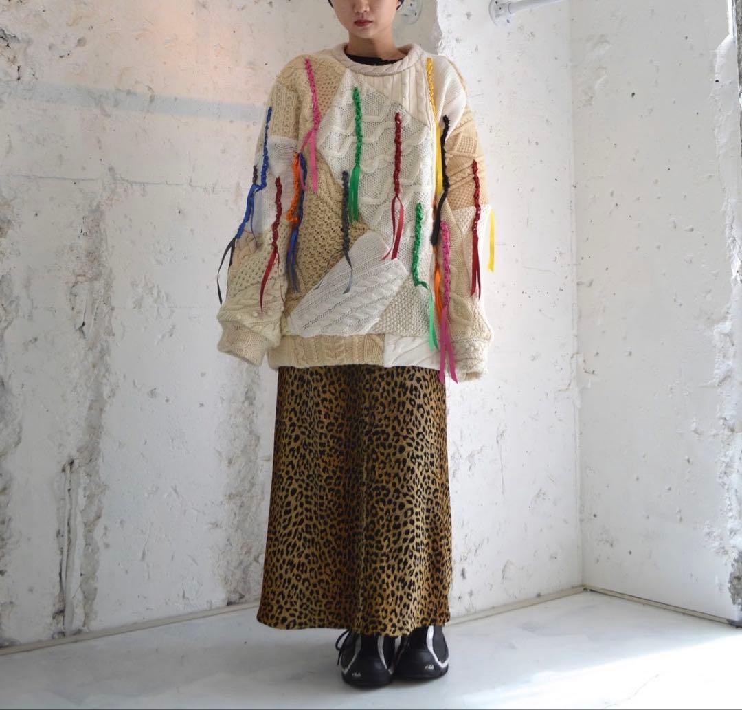 HIRO パッチワーク　リボン　ニット