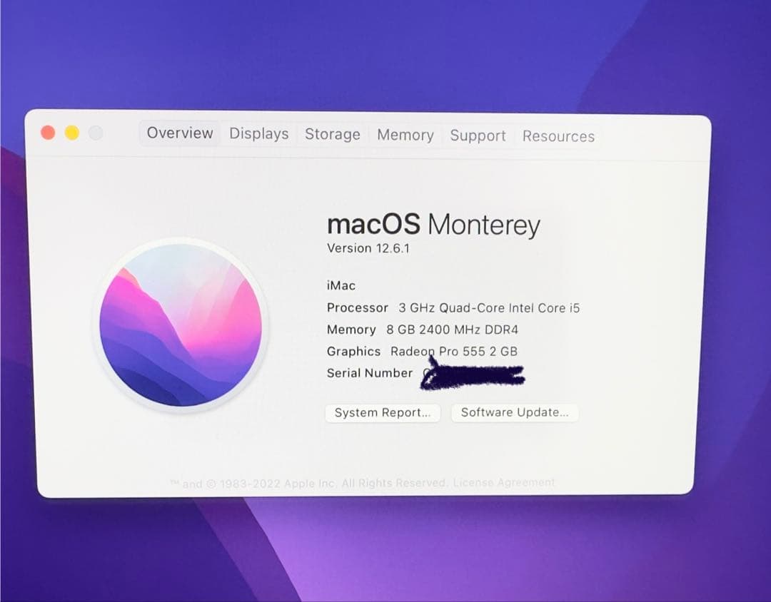 Macデスクトップ iMac 21.5 i5 8GB 1TB SATA HDD 2017