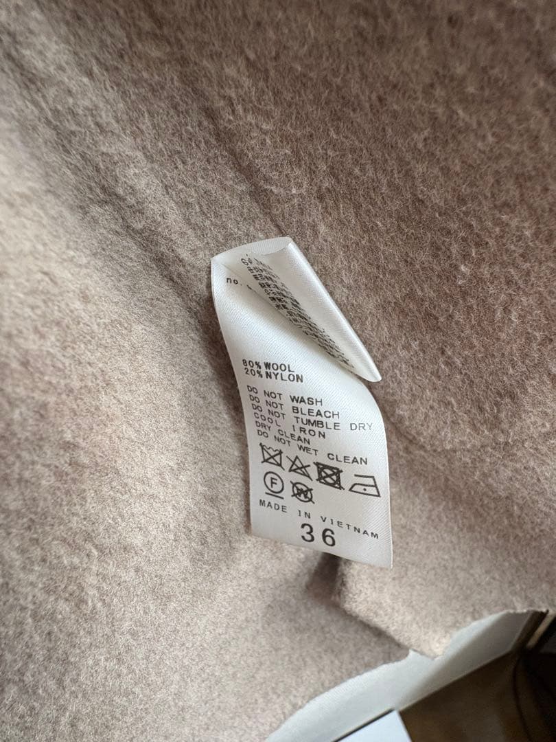 Spick&Span ノーカラーリバーコート　ベージュ　ウール　ミディアムコート