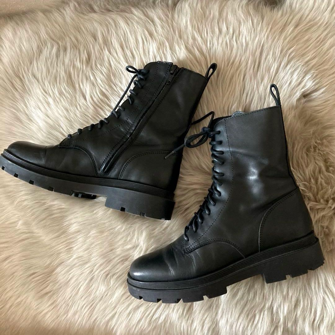 ファビオルスコーニ＊トラックソール レースアップ 編み上げサイドジップブーツ36