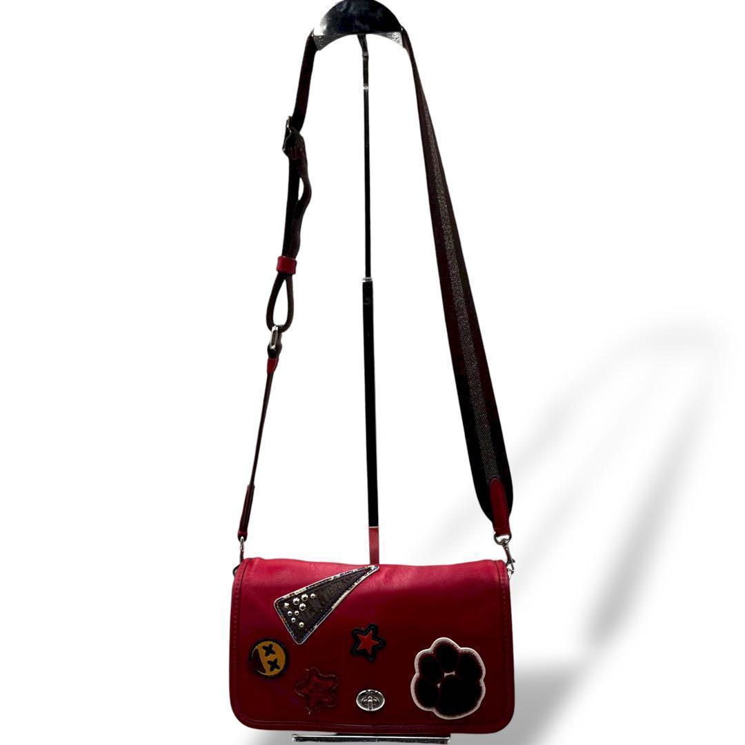 【美品】コーチ ウィズ ペニー ショルダーバッグ カメラバッグ クロスボディ 赤