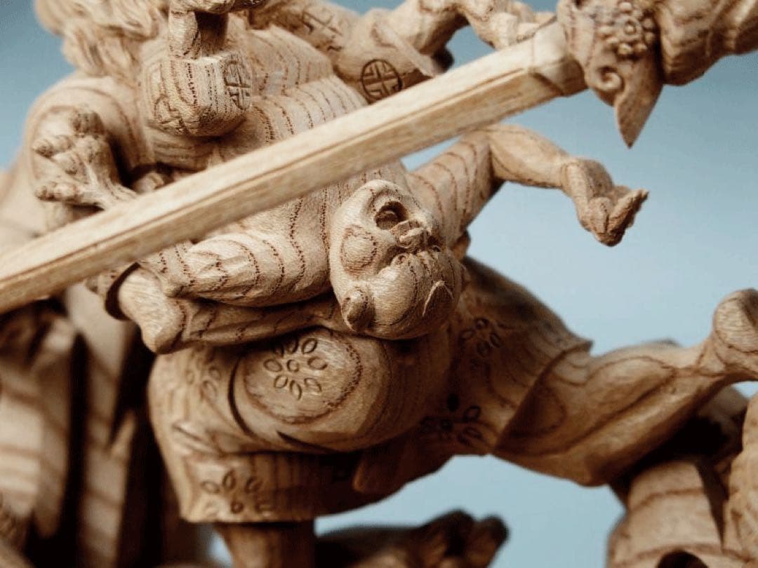 鐘馗捉鬼図　おに退治　河鍋暁斎　箱ありKawanabe Kyosai