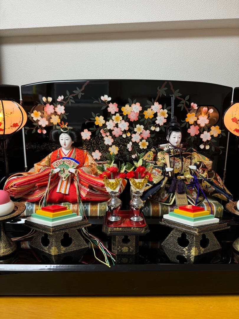 【雛人形・ひな祭り】人形の島津/20年保証の匠の逸品/美品《飾り台・屏風・小物》