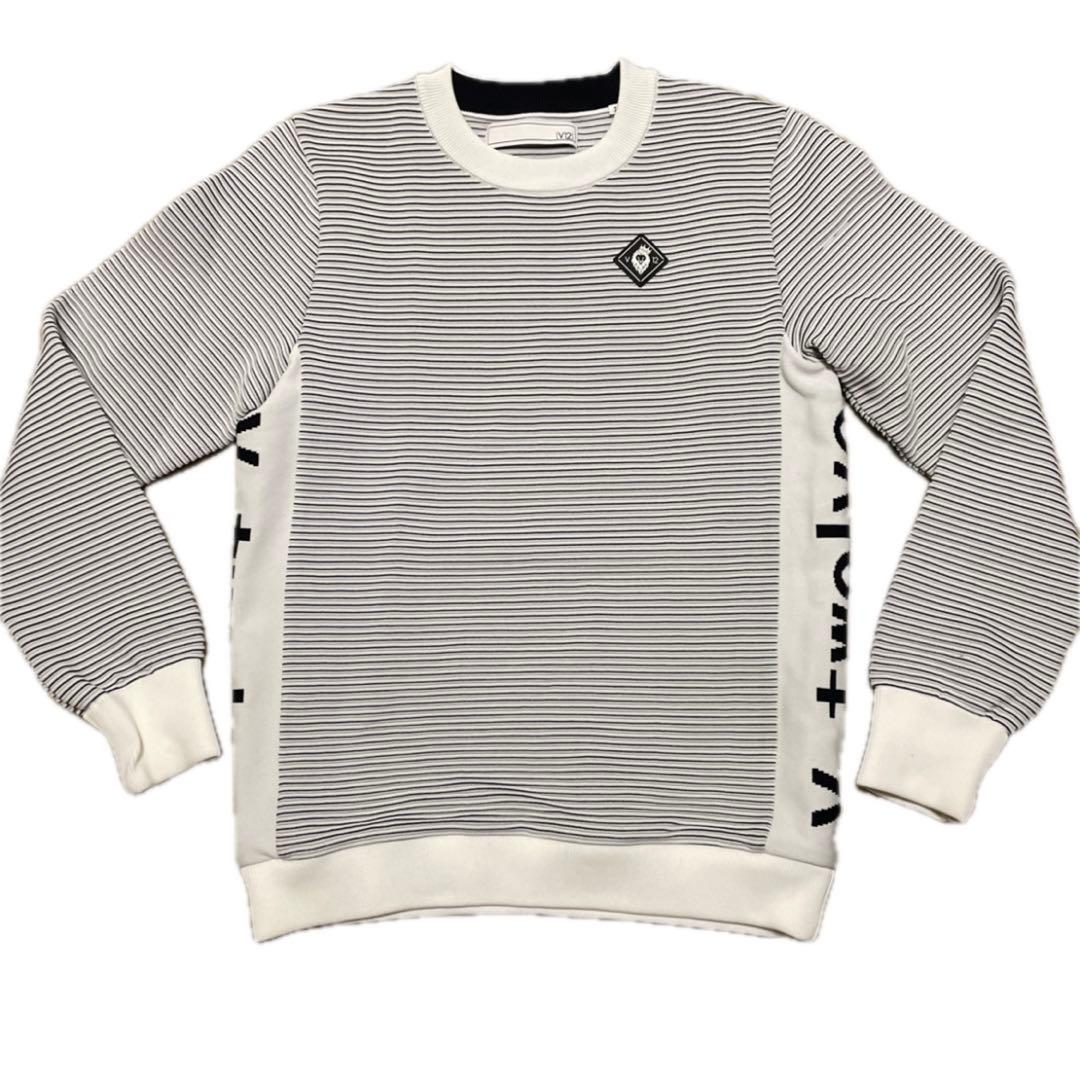 V TWELVE サイドロゴ ストライプ クルーネックセーター