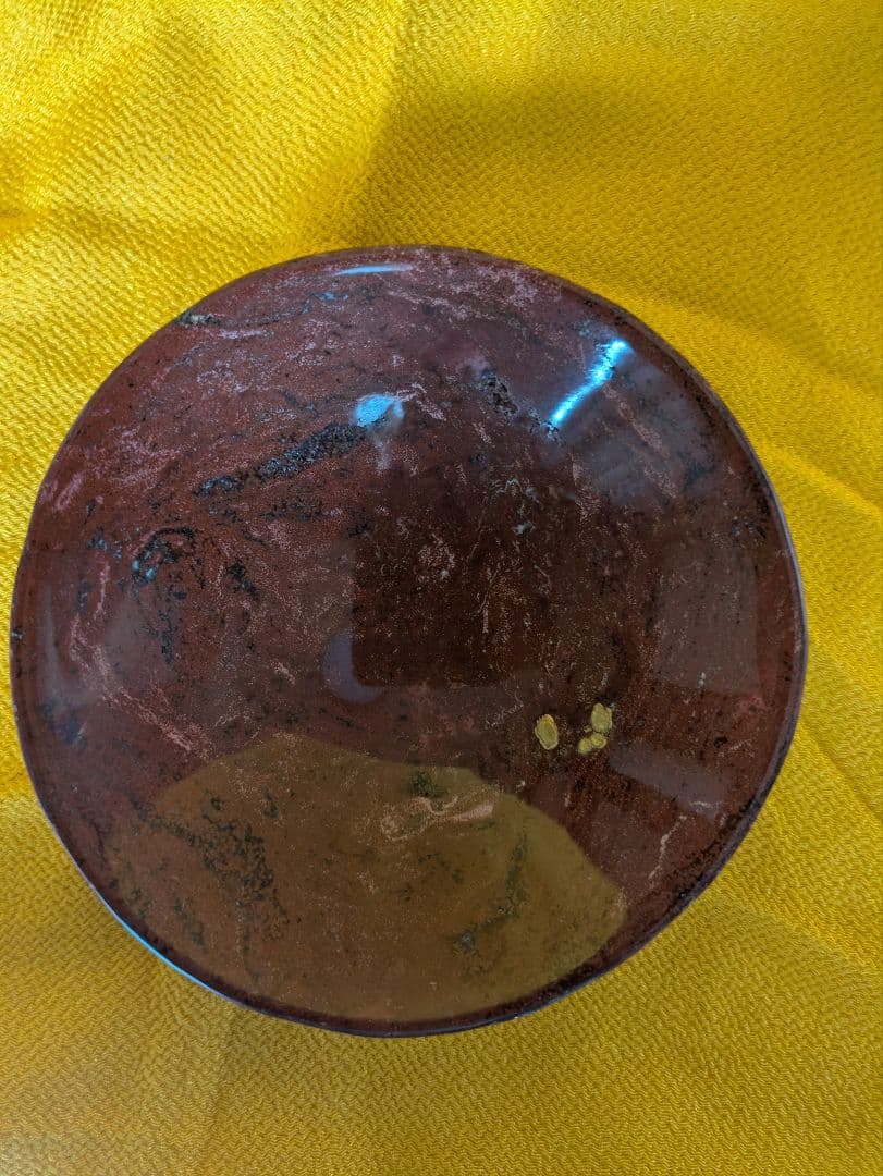 抹茶茶碗、石彫刻茶碗、赤石茶碗、倉田辰彦作、日本製