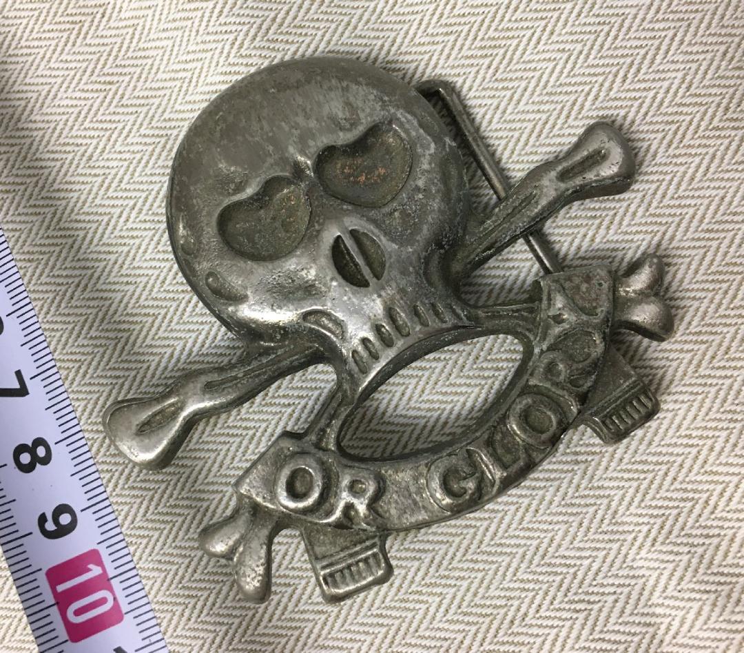 オアグローリー ヴィンテージ スカル メタル ベルト バックル