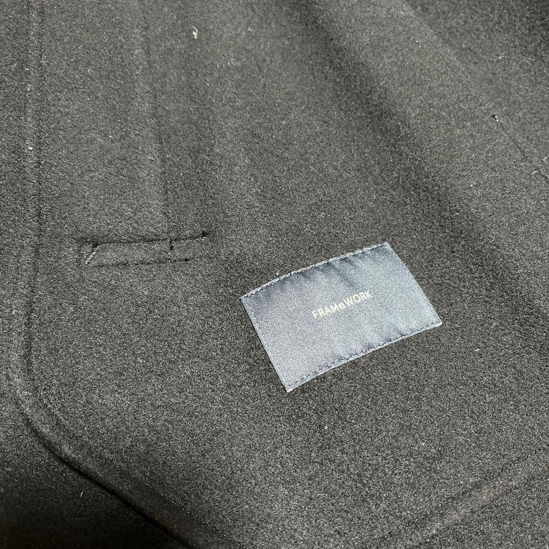 フレームワーク　黒 ダブルブレスト ウールコート